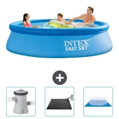 Intex Rund Uppblåsbar Easy Set Pool - 305 x 76 cm - Blå - Ingår Tillbehör CB79