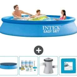 Intex Rund Uppblåsbar Easy Set Pool - 305 x 61 cm - Blå - Ingår Tillbehör CB2