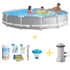Intex simbassäng - Prisma ram - 366 x 76 cm - Inklusive WAYS underhållspaket & filterpump