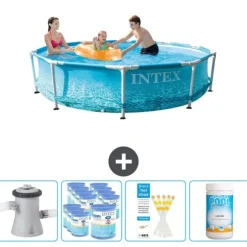 Intex simbassäng med rund ram - 305 x 76 cm - Vattentryck - Inklusive Tillbehör - CB85