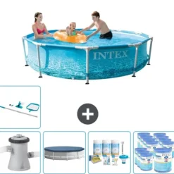 Intex simbassäng med rund ram - 305 x 76 cm - Vattentryck - Inklusive Tillbehör - CB21