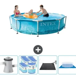 Intex simbassäng med rund ram - 305 x 76 cm - Vattentryck - Inklusive Tillbehör - CB91