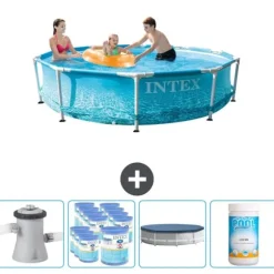 Intex simbassäng med rund ram - 305 x 76 cm - Vattentryck - Inklusive Tillbehör - CB87