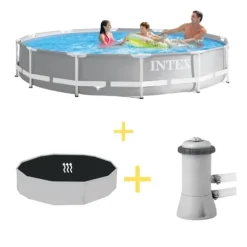 Intex swimmingpool - Prisma ram - 366 x 76 cm - Inklusive solsegel- och filterpump