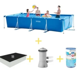 Intex swimmingpool - Rampool - 450 x 220 x 84 cm - Inklusive solsegel, filterpump och filter
