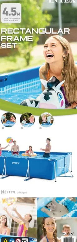 Intex swimmingpool - Rampool - 450 x 220 x 84 cm - Inklusive solsegel, filterpump och filter