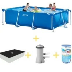 Intex swimmingpool - Rampool - 300 x 200 x 75 cm - Inklusive solsegel, filterpump och filter