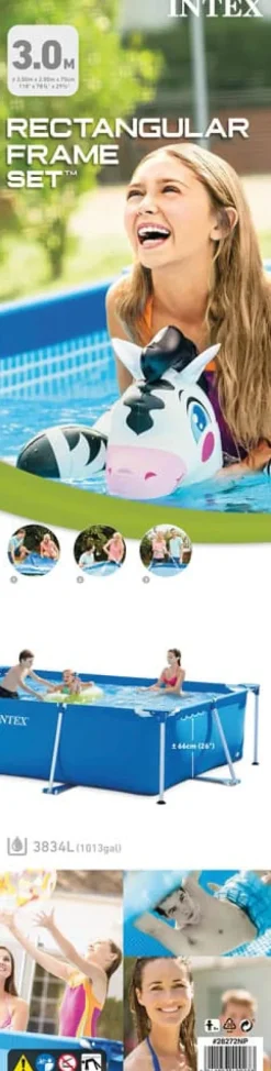 Intex swimmingpool - Rampool - 300 x 200 x 75 cm - Inklusive solsegel