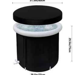 Isbad - Deluxe Ice Nordic Isbadkar- Bärbar - Svart