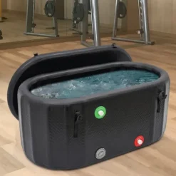 Isbad & kallbadkar - Uppblåsbar portabel badbalja - 132×70×54 cm - Med isolerat lock - 275 l - För vuxna - Plast - Svart