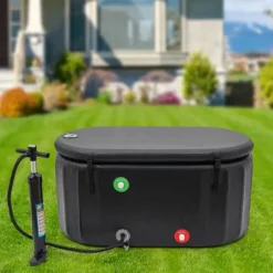 Isbad Kallbadkar - Uppblåsbar badtunna - Med lock - 150×80×75 cm - För vuxna - Plast - Svart