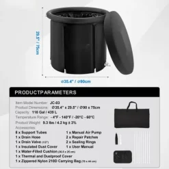 Isbadkar för idrottare, Kallvattenterapi, Uppblåsbart Stoppbadkar, Förbättra återhämtning, Bärbart och praktiskt