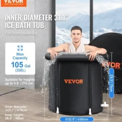 Isbadkar, 85x75 cm, Portabel Uppblåsbar Hopfällbar, Kallterapi