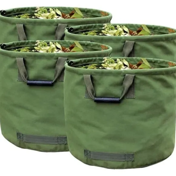 IvyH - 4 x Trädgårdspåse 125L Extra robust med Handtag, Grön Bladplockningspåse med Militärduk H45.7 cm, D55.8