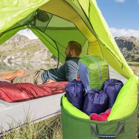 IvyH - 4 x Trädgårdspåse 125L Extra robust med Handtag, Grön Bladplockningspåse med Militärduk H45.7 cm, D55.8