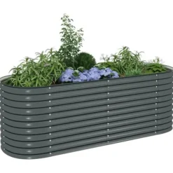 Jardinière - vidaXL - 240x80x81 cm - Galvaniserat stål - Grå - Rektangulär