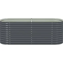 Jardinière - vidaXL - 240x80x81 cm - Galvaniserat stål - Grå - Rektangulär