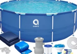 JiLong 305x76cm rack-mounted garden pool with pump + cover