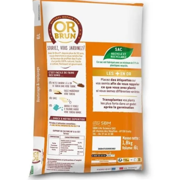 Jord för Sådd - OR BRUN - OBRTSEM6U - 6L - Förbättrar Dräneringen - Optimal VattenRetention