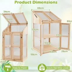 Kallväxthus, 69x58x121 cm, Natur