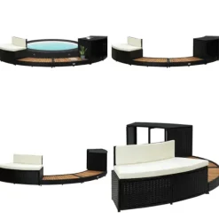 Kant till spabad svart konstrotting och massivt akaciaträ - Spakant - Spakanter - Home & Living