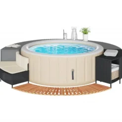 Kant till spabad svart konstrotting och massivt akaciaträ