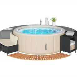 Kant till spabad svart konstrotting och massivt akaciaträ