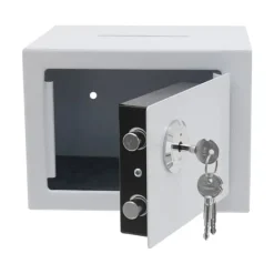 Kassaskåp - Insättningsbox med inkast - 4,6 L Kapacitet - Nyckellås - Q235 Stål - Väggmonterad/Fristående - Himmelsblå