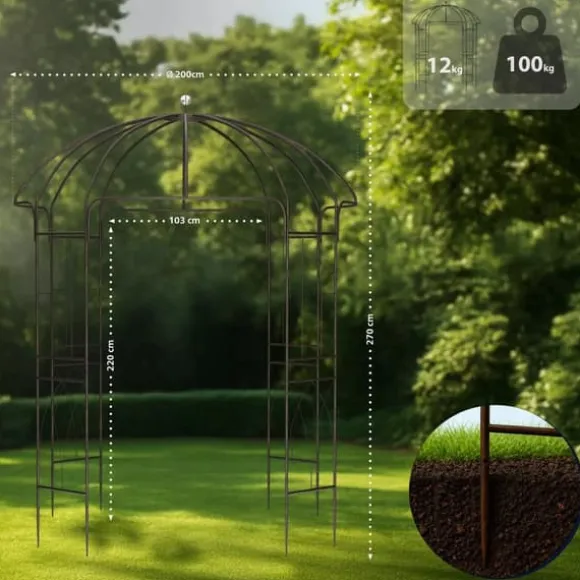 Keira Rose Arch - Bronze Metal Climbing Aid for Gardens, 200x200x270 cm