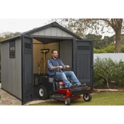 Keter Abri de jardin Oakland 759 i resin, dubbla dörrar, trätextur, Grå - 6 - 230x287x242 cm