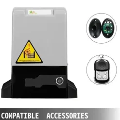 600KG Automatisk Skjutgrindöppnare, 13m/min Hastighet, 100ft Räckvidd för Fjärrkontroll,Vit