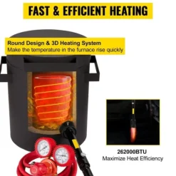 6Kg kopparkapacitet 1350°C professionell propanmetallsmältugn, snabb/effektiv uppvärmning, utmärkt värmeisolering, hög säkerhet, kompletta tillbehör | CDON