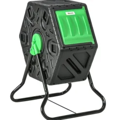 Kompostbehållare 65 L – roterbar snabbkompost, vädertålig plast 60×49×77 cm