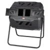 Kompostbehållare, Dubbla kammare komposttumlare, 73.5x62.5x95.5 cm, Svart, Utomhus