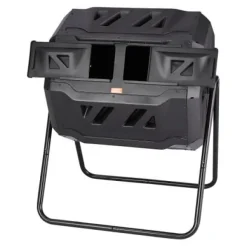 Kompostbehållare, Dubbla kammare komposttumlare, 73.5x62.5x95.5 cm, Svart, Utomhus