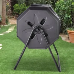 Kompostbehållare, Dubbla kammare komposttumlare, 73.5x62.5x95.5 cm, Svart, Utomhus