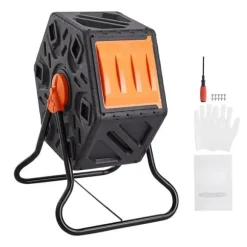 Kompostbehållare 18,5-Gal, kompakt roterande kammare med stålram, BPA-fri för trädgård och kök.