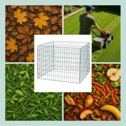 Kompostbehållare, Nät, 70x90x90 cm, Grön