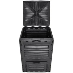 Kompostbehållare, 60,7x60,5x82,5 cm, Svart, Utomhusförvaring
