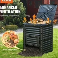 Kompostbehållare, 60,7x60,5x82,5 cm, Svart, Utomhusförvaring