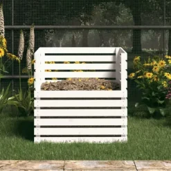 Komposterare - Living Kompostlåda vit 80x80x78 cm massiv furu