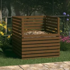 Kompostlåda honungsbrun 100x100x102 cm massiv furu
