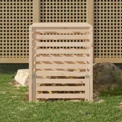 Kompostlåda i massiv furu - Hög kapacitet och praktiskt lock | Storlek: 82,5x82,5x99,5 cm