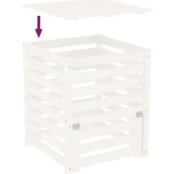 Kompostlåda i massivt furuträ - Trädgårdskompost | Storlek: 63,5x63,5x77,5 cm | Färg: Vit