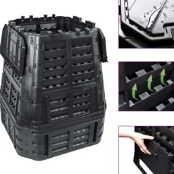 Kompostlåda svart 93,3x93,3x113 cm 740 L