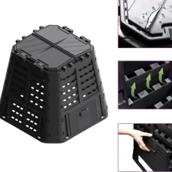 Kompostlåda svart 93,3x93,3x80 cm 480 L