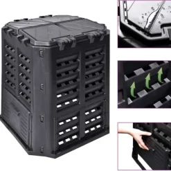 Kompostlåda svart 68,9x68,9x83,9 cm 360 L