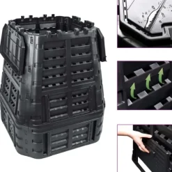 Kompostlåda svart 93,3x93,3x113 cm 740 L