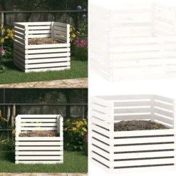 Kompostlåda vit 80x80x78 cm massiv furu - Kompost - Kompostlåda - Home & Living