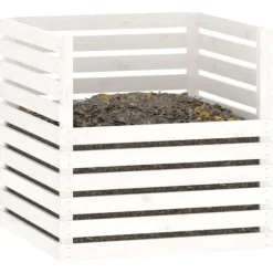 Kompostlåda vit 80x80x78 cm massiv furu